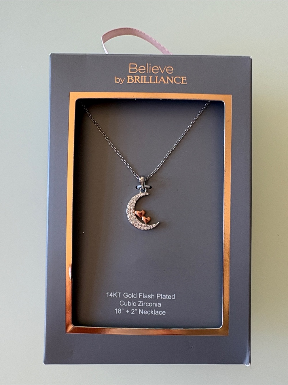 Believe by Brilliance 14KT Gold Flash Plated Cubic Zirconia 18“ + 2“ Necklace